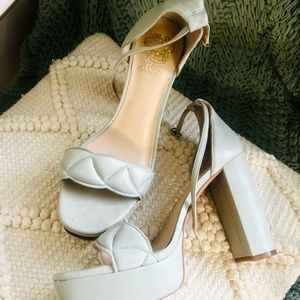 Vince Camuto Mint Green Open Toe Platform Chunky Heels